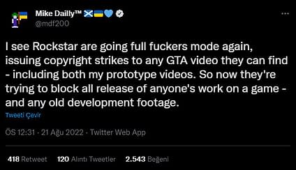 Rockstar copyrighted the former GTA developer’s video