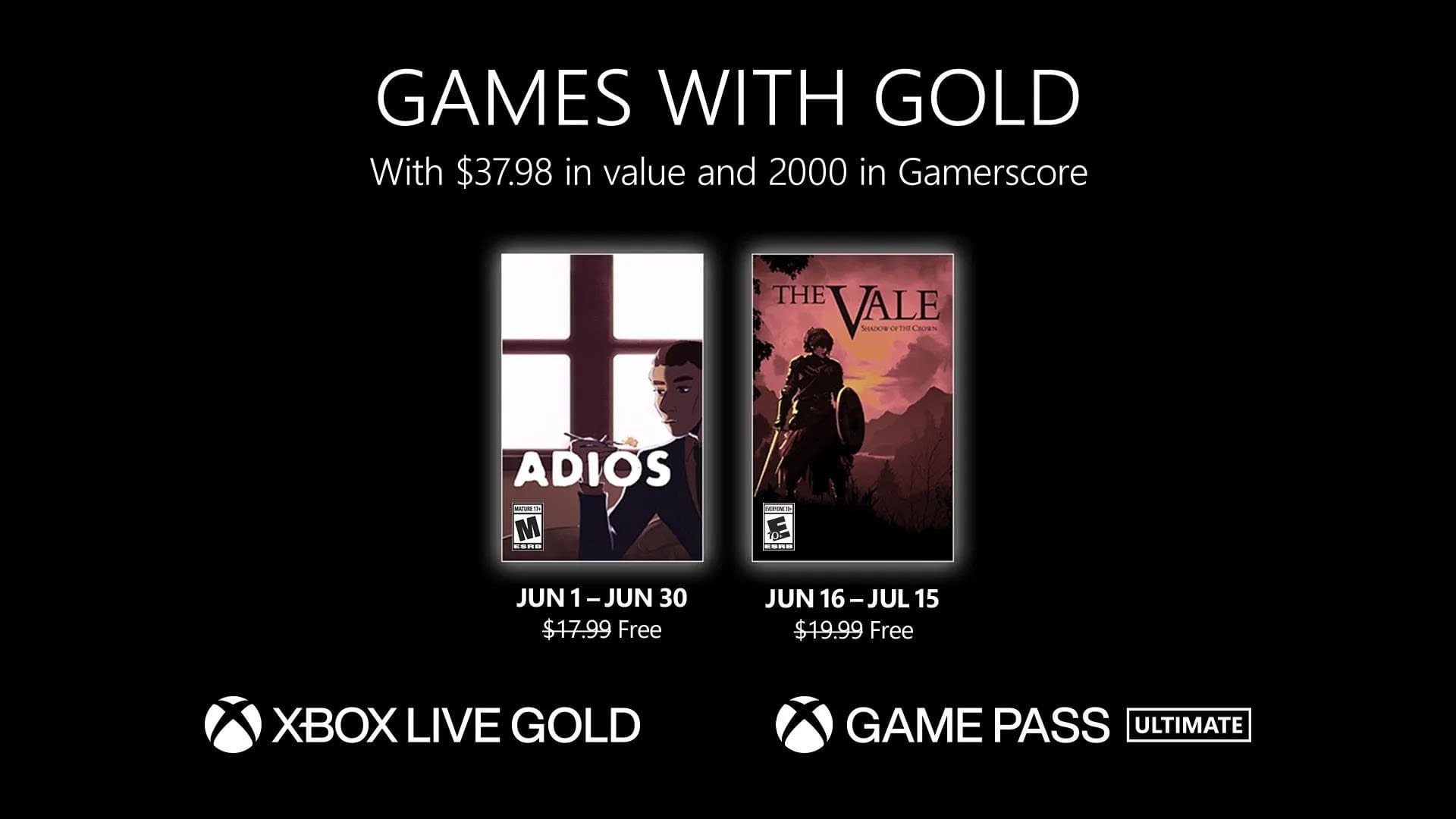 Xbox Live Gold June Bear Free Games Announced